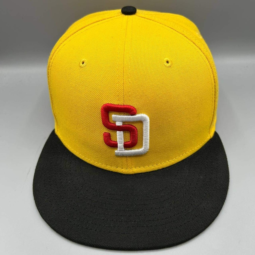 San Diego Padres MLB Hat Men 8 Yellow Black 59Fifty New Era Fitted Cap